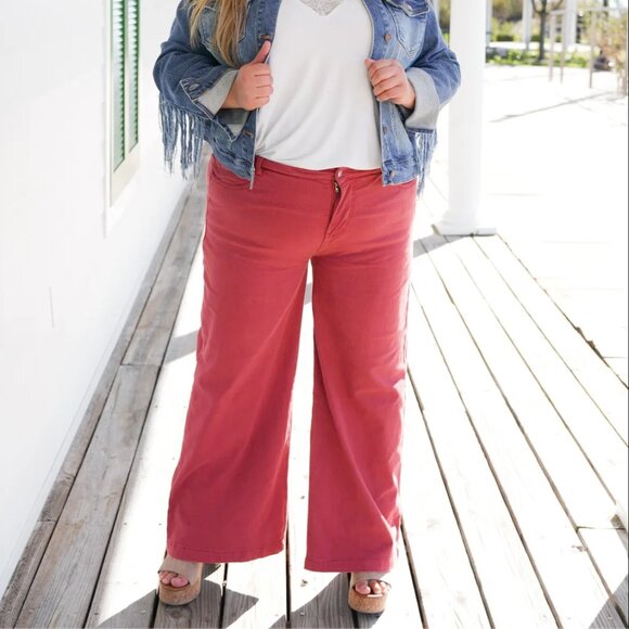 High Waist Wide Leg in Rust - Picture 3 of 9